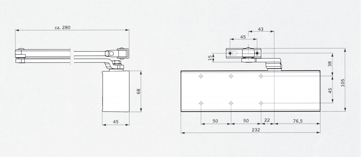 Μηχανισμός επαναφοράς πόρτας Dorma TS72